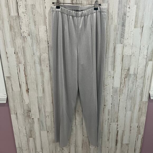 Ming Wang Gray Knit Pull On High Waisted Straight Pants Womens Size Small - Picture 1 of 8
